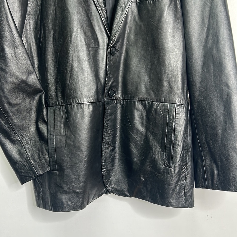 Pronto Uomo genuine leather shoulder pad pocketed blazer - Picture 4 of 11